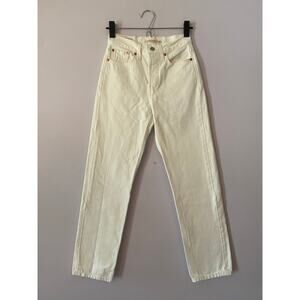 Levi's Wedgie Straight White Jeans Button Fly Preppy Cotton Minimalist size 24